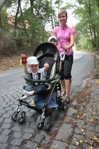 Ke Křivoklátu vedla cesta jak jinak než z kostek, kluci byli pěkně vydrncaní.